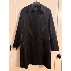 Gallery Jacket Coat Sz L Black Shimmer Rain Professional Academia Office Trench
